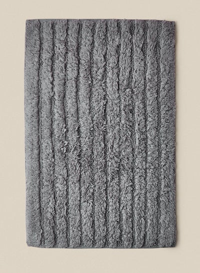 Buy Bath Mat - 100% Cotton 1370 GSM - Pure Home Infinity Bathroom Mat Anti-Slip Backing Grey 50 x 80cm in UAE