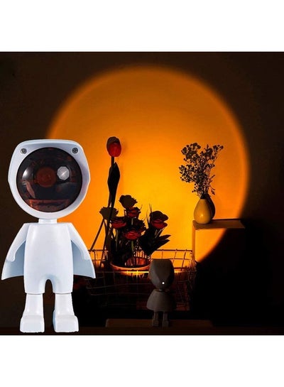 Buy Robot Figure Projection Sunset Desk Light Lamp Yellow in Saudi Arabia