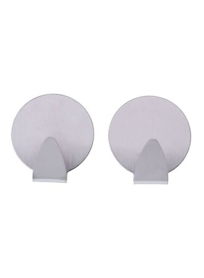 Buy 2-Piece Multi Usable Round Shaped Hook Silver 10x18centimeter in Saudi Arabia