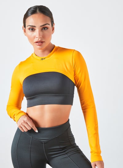 Buy MYT Long Sleeve Crop Top Yellow in UAE