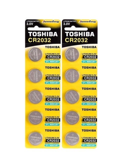 Buy 10-Piece CR2032 Lithium Coin Cell Battery 3.0V Silver in UAE