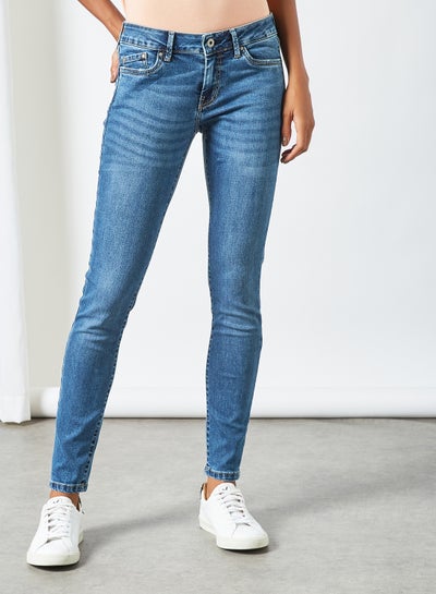 Buy Mid Rise Skinny Fit Jeans Blue in UAE