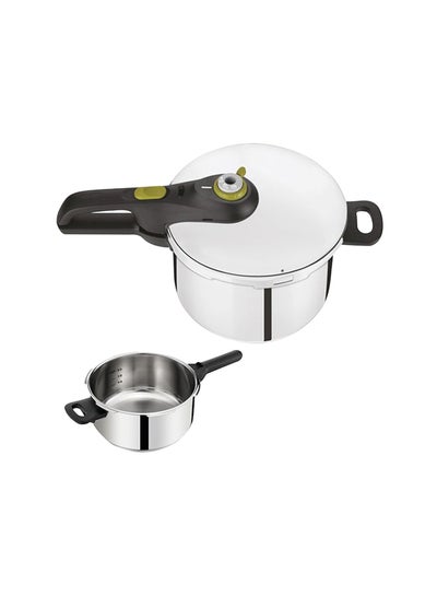 Buy 2-Piece Secure 5 Pressure Cooker Combo Set Dishwasher Safe, Induction Compatible Base Silver 6, 4Liters in UAE