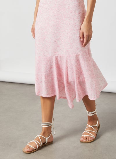 Buy Asymmetric Hem Midi Skirt Pink in Saudi Arabia
