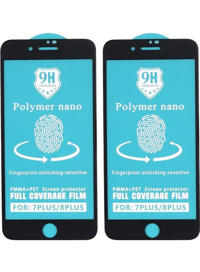 اشتري مجموعة لاصقة حماية للشاشة من البوليمر بتقنية النانو لهاتف آيفون 7 بلس من قطعتين أسود/شفاف في مصر