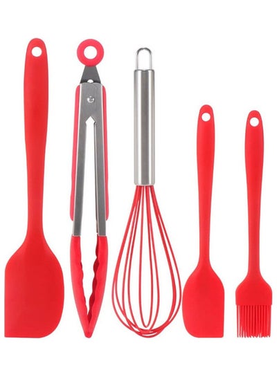 Buy 5-Piece Kitchen Utensil Set Red/Silver in UAE