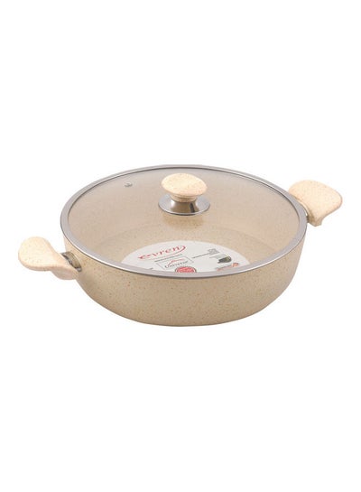 Buy Natural Granite Shallow Casserole With Lid Ivory/Clear 30cm in UAE