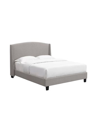 Buy Chambery Upholstered Frame King Bed With Mattress Grey 160x200x100cm in UAE