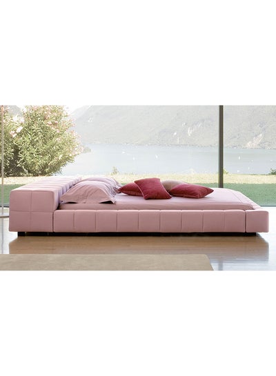 Buy Square Design Queen Bed With Mattress Pink 180x200x45cm in UAE