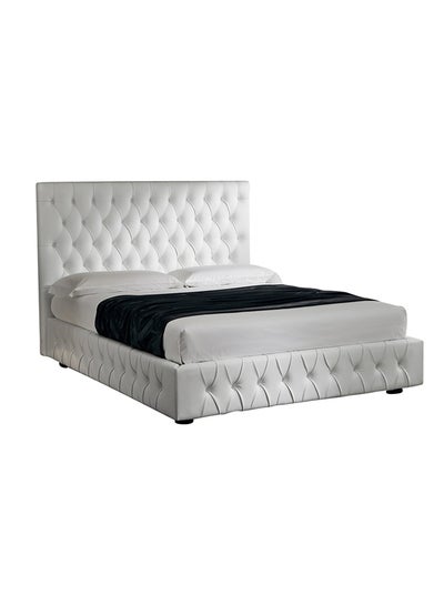 Buy Prieto Hand Tufted Upholstered Single Bed White in UAE