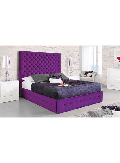 Buy Modern Queen Bed Frame Without Mattress Purple 200x200x150cm in UAE