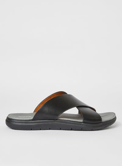 Buy Casual Flat Slip-On Sandals Black in UAE