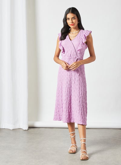 Buy Pleated Shift Dress Purple in UAE