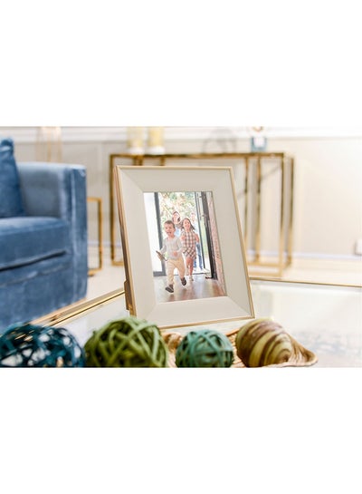 Buy Feather Photo Frame Beige/Golden 5 x 7inch in UAE