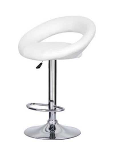 Buy Adjustable Lounge Stool White/Silver 49x49x70cm in Saudi Arabia