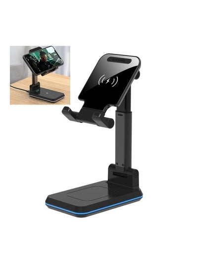 Buy 2-In-1 Portable Wireless Charging Stand Black/Blue in UAE