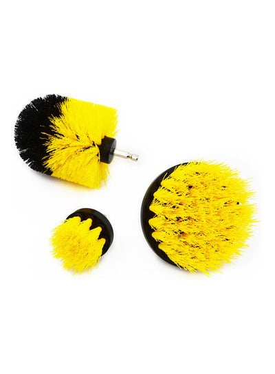 Buy 3-Piece Floor Cleaning Drill Brush Attachment Set Yellow/Black in Saudi Arabia