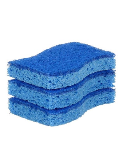 Buy Pack Of 3 Non-Scratch Scrub Sponge Blue in UAE