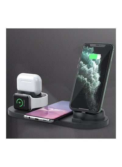 Buy 6-In-1 10W Qi Standard Wireless Charger Stand Black in UAE