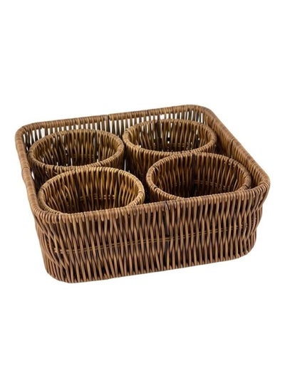 Buy Dry Fruit Serving Tray Set Brown 26cm in UAE