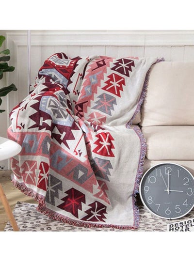 Buy A Vintage European Blanket Combination White/Red/Grey 90x150cm in UAE