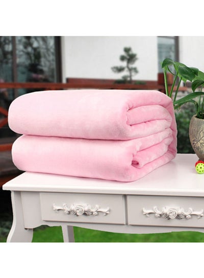 Buy Solid Colour Flannel Blanket Flannel Pink 100x150cm in UAE