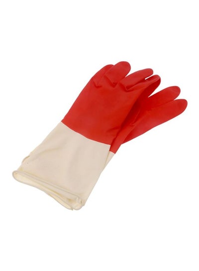 Buy Large Flock Lined Latex Gloves White/Red 8 - 9cm in Saudi Arabia