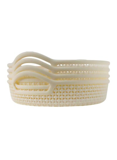 Buy 4-Piece Round Fruit Baskets Beige 24x23x5cm in Saudi Arabia