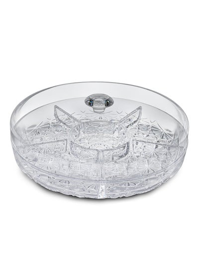 Buy 5-Section Serving Tray With Cover Clear 26cm in UAE