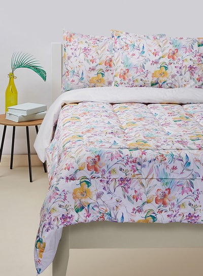 اشتري Comforter Set King Size All Season Everyday Use Bedding Set 100% Cotton 3 Pieces 1 Comforter 2 Pillow Covers  Multicolour Cotton Multicolour في الامارات