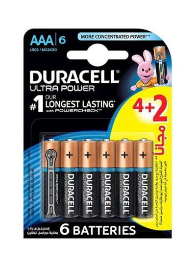 Buy 6-Piece Powercheck Ultra Power AAA Battery Black/Rose Gold in UAE