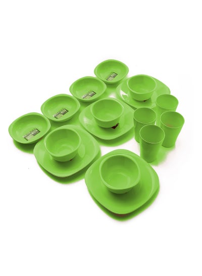 Buy 16-Piece Plastic Dinnerware Set Lime 19.5cm in Egypt