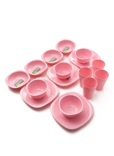 Buy Dinnerware Plates Set - 16 Pcs - Pink Pink 19.5, 13cm in Egypt