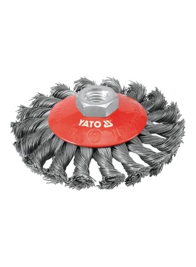 Buy Twisted Braided Wire Disc Brush Silver/Red in Saudi Arabia