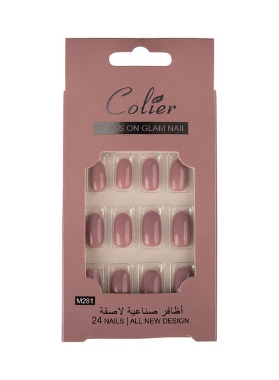 Buy 24-Piece  False Nail Glossy Colier Pink in Saudi Arabia