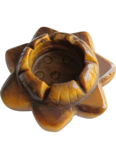 Buy Carved Candle Holder Brown One Size in Saudi Arabia