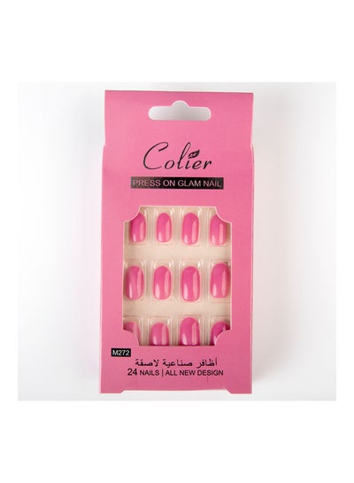 اشتري 24-Piece  False Nail Glossy Colier Pink في السعودية
