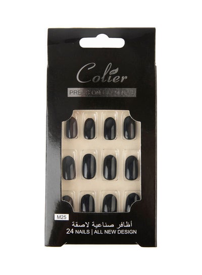 Buy 24-Piece  False Nail Glossy Colier Black in Saudi Arabia