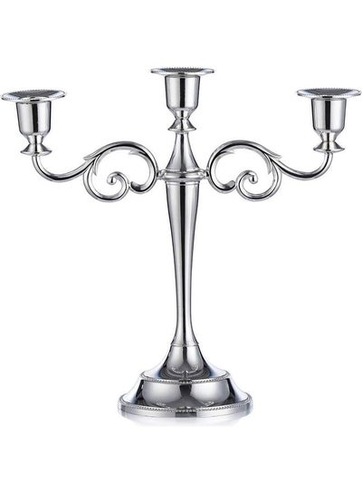 Buy Decorative Candle Holder Silver 27cm in Saudi Arabia