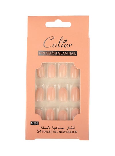 Buy 24-Piece  False Nail Glossy Colier Beige in Saudi Arabia