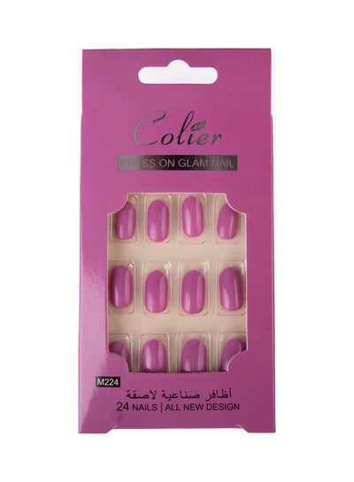 Buy 24-Piece  False Nail Glossy Colier Pink in Saudi Arabia
