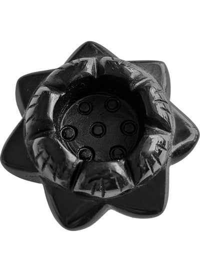 Buy Lotus Flower Carved Candle Holder Black One Size in Saudi Arabia