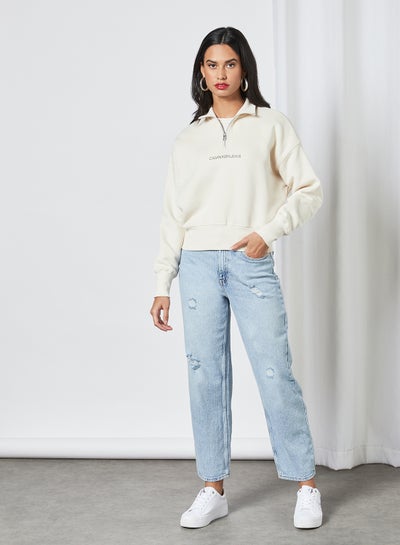 Reflective Logo Half-Zip Sweatshirt 