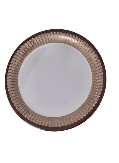 Buy Melamine Dinner Plate White/Brown 11inch in UAE