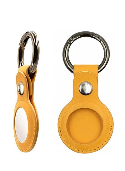 Buy Protective Leather case cover for Apple AirTag with smart key ring Orange in Saudi Arabia