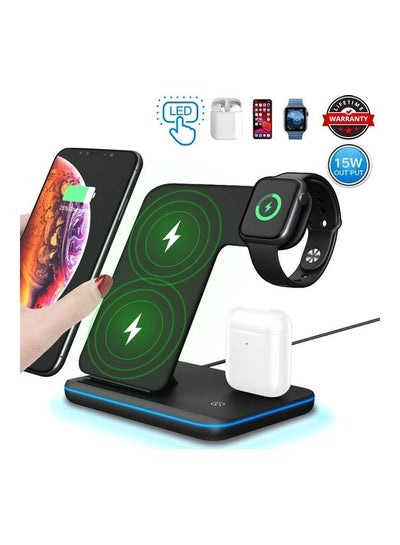 Buy 3-in-1 Type-C Fast Wireless Charger Stand Black in UAE