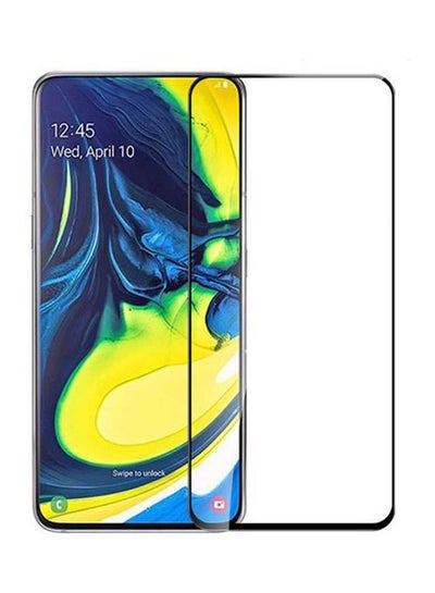 Buy Anti Fingerprint Tempered Glass Screen Protector For Samsung Galaxy A80 Black/Clear in Egypt