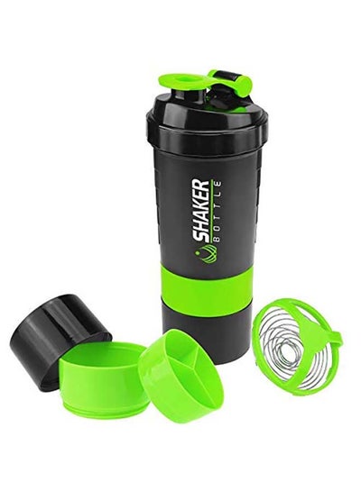 Buy Protein Shaker Sports Water Bottle With Non Slip 3 Layer Twist Off 3oz Cups With Pill Tray, Leak Proof Shake Bottle Mixer and Protein Powder Shake Cup With Storage 0.5kg in UAE