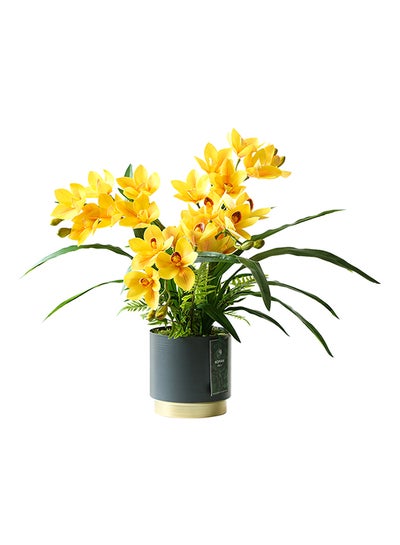 Buy Artificial Orchid Flowers For Weddings, Crafting, Office, Kitchen Or Rustic Home Decor–Indoor/Outdoor Use Yellow/Green 55x55x60cm in Saudi Arabia