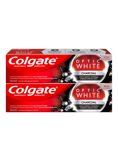 Buy Pack Of 2 Optic White Charcoal Toothpaste Red 2x75ml in UAE